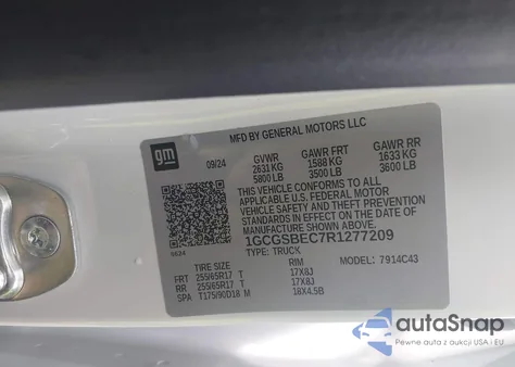 2024 Chevrolet Colorado 2Wd Wt из США, поврежденный, VIN 1GCGSBEC7R1277209